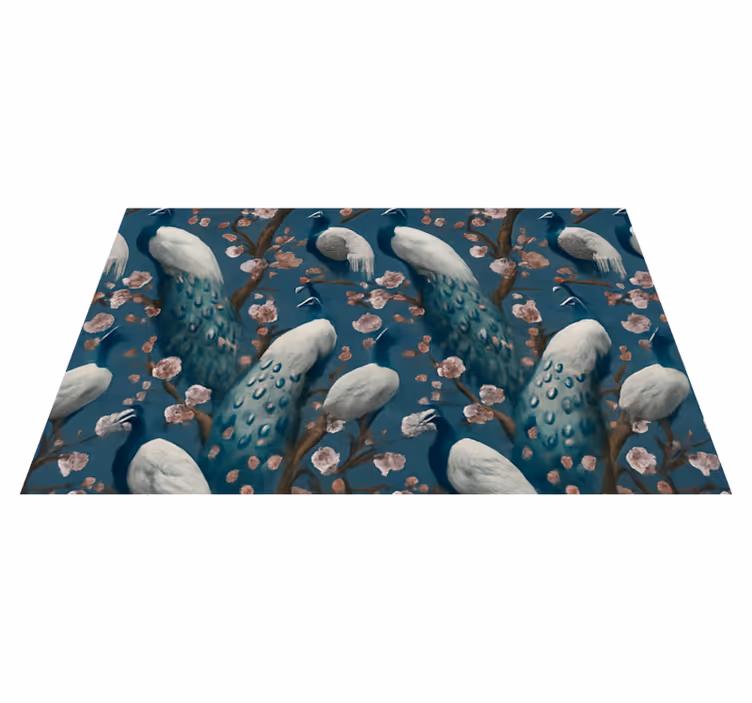 Dywan winylowy do salonu eleganckie piękne pawie - TenStickers