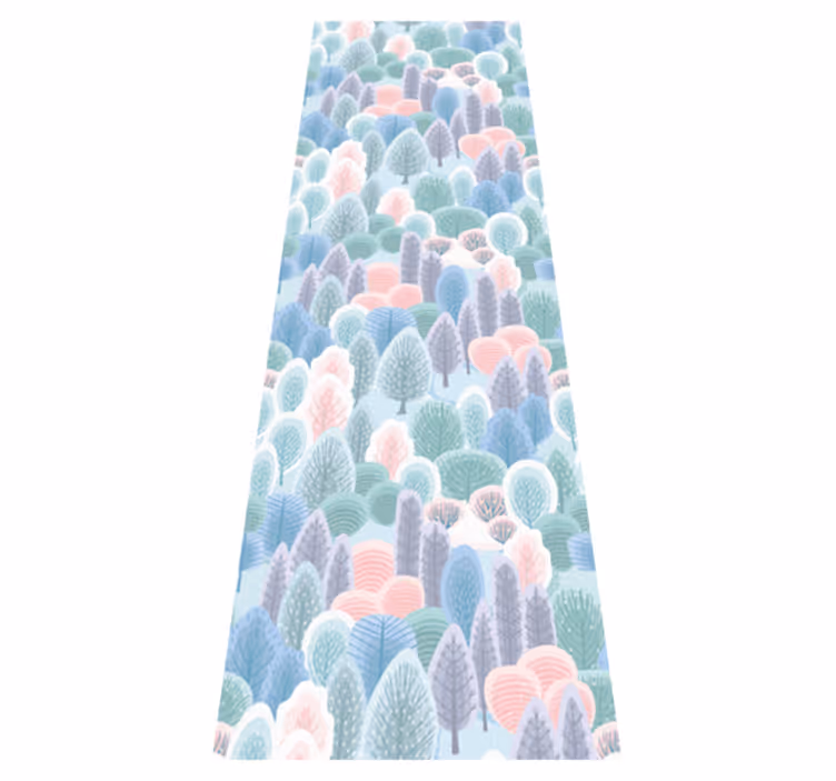 Dywan winylowy do salonu w pastelowym lesie zimowym - TenStickers