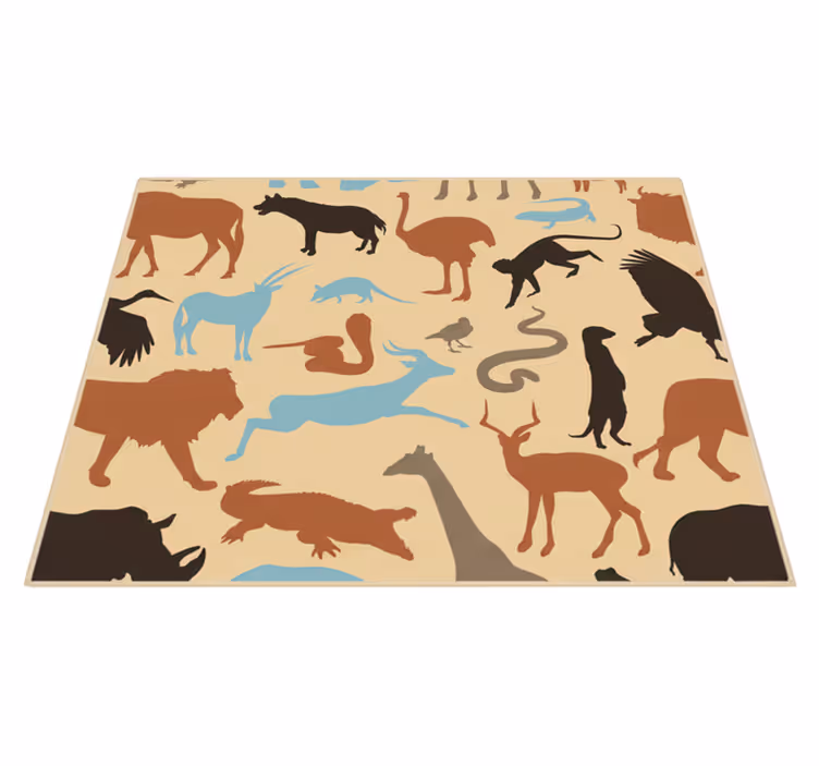 Dywan winylowy do salonu zwierzęta safari w sylwetkach - TenStickers