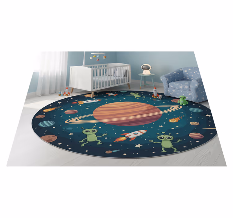 Dywan winylowy do salonu z zabawnymi kosmitami - TenStickers