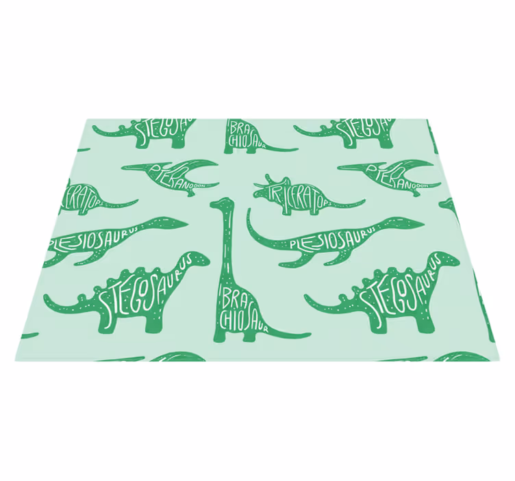 Dywan winylowy do salonu zielone dinozaury z imionami - TenStickers
