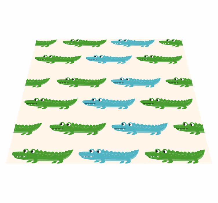 Dywan winylowy do salonu krokodyl w zieleni i niebieskim - TenStickers