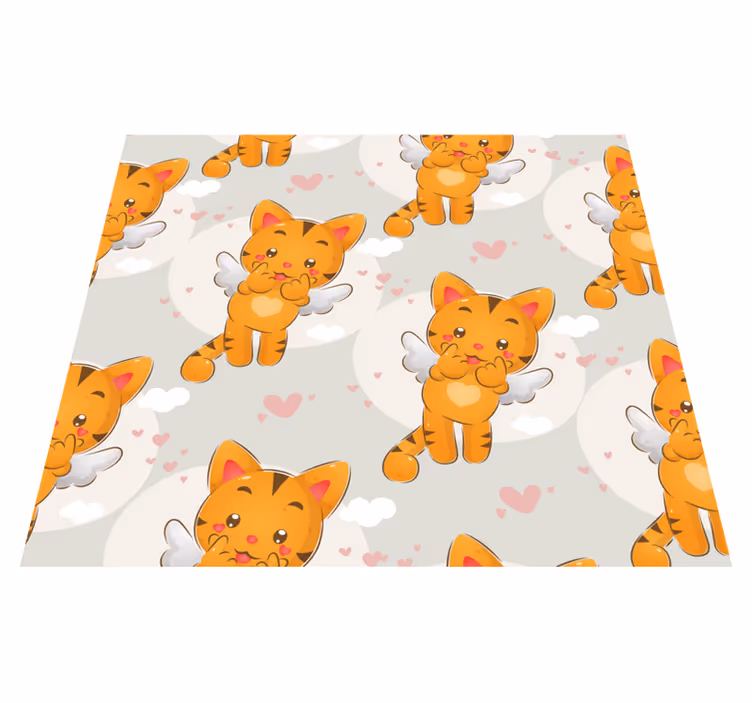 Dywan winylowy do salonu z latającymi kotkami - TenStickers