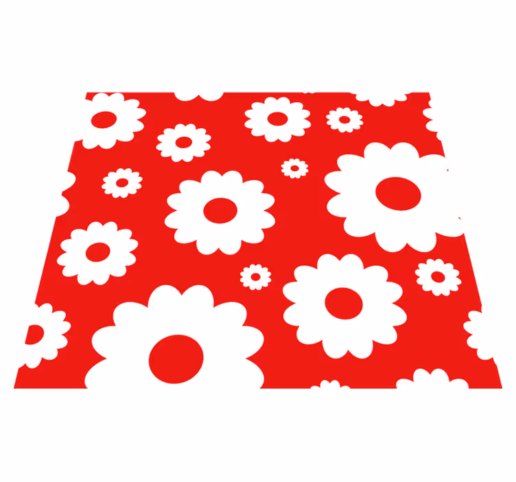Dywan winylowy do salonu białe stokrotki na czerwonym tle - TenStickers