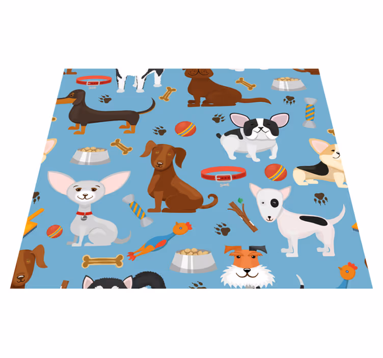 Dywan winylowy do salonu w niebieskie psy - TenStickers