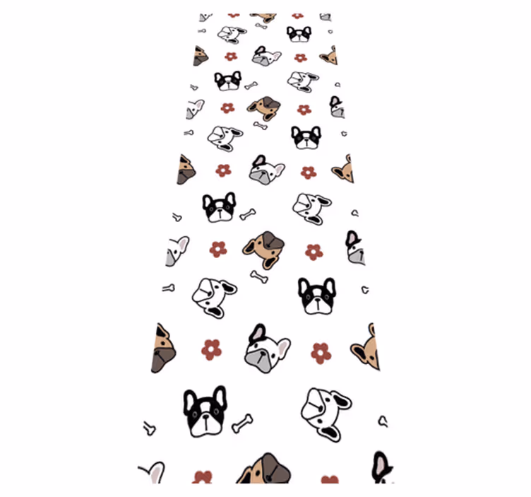 Dywan winylowy do salonu kwiaty i buldogi francuskie - TenStickers