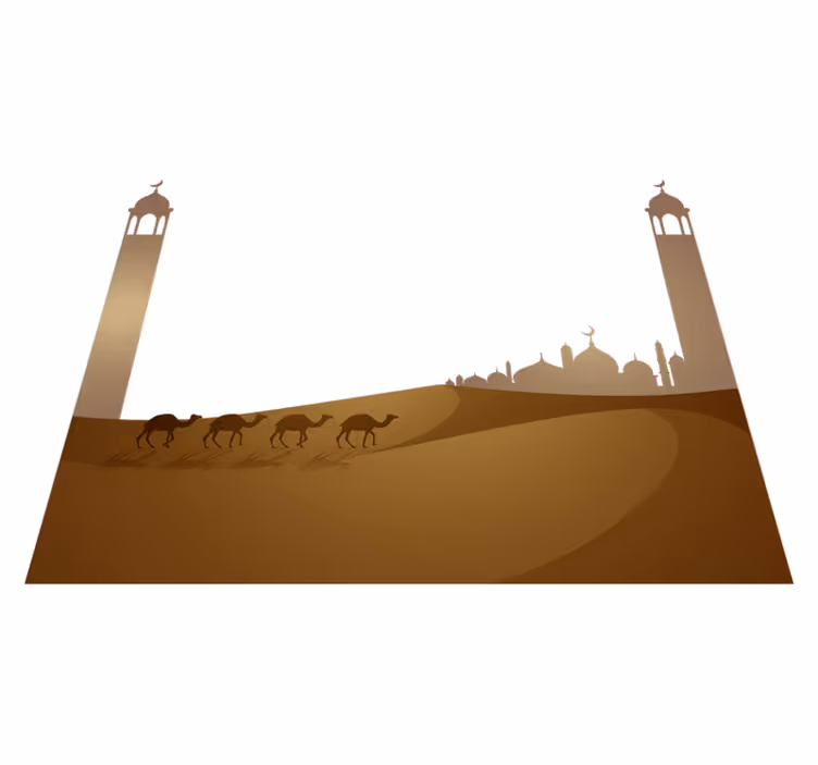 Dywan winylowy do salonu meczet islamski i wielbłądy - TenStickers