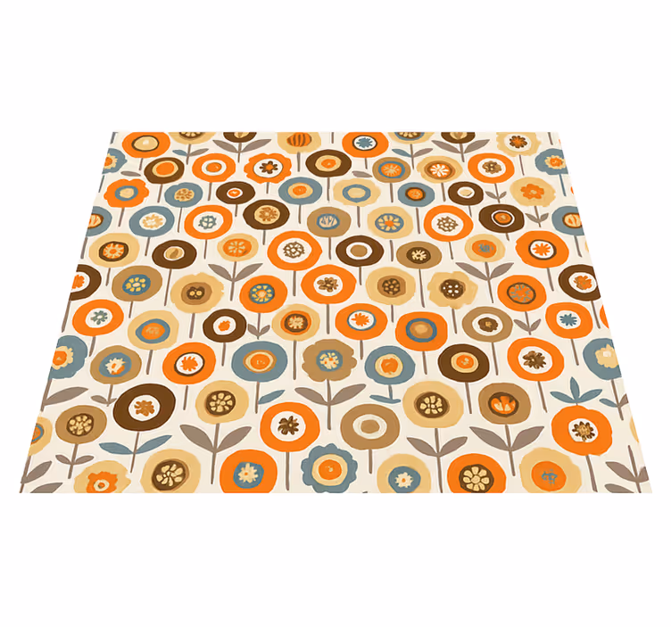 Skandynawski dywan winylowy kwiaty w stylu vintage - TenStickers