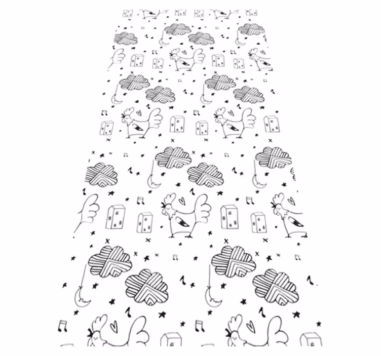 Skandynawski dywan winylowy kury czarno-białe - TenStickers