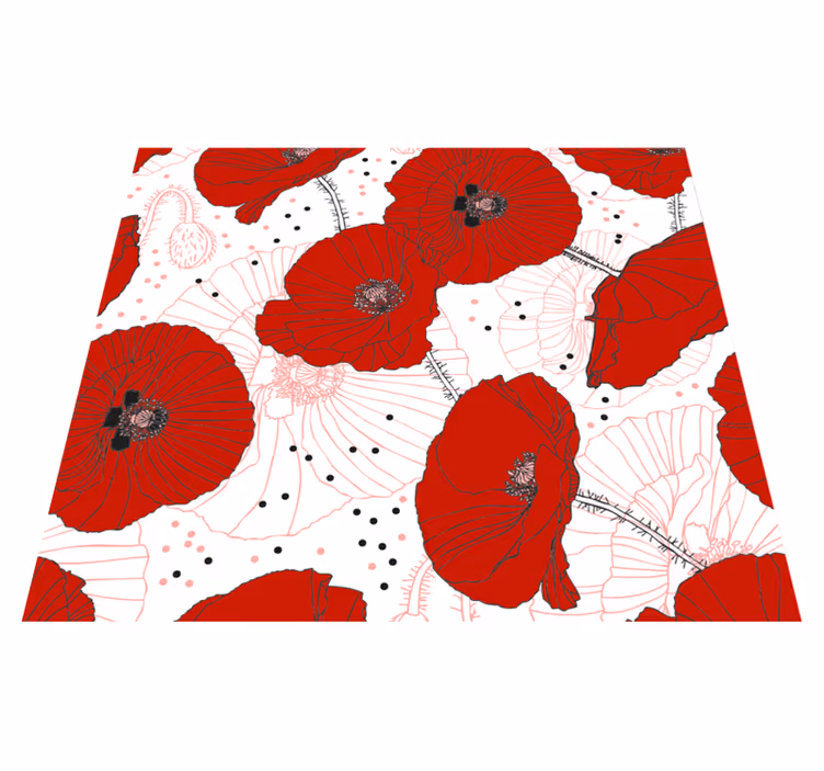 Dywan winylowy natura z rysunkiem czerwonych kwiatów - TenStickers