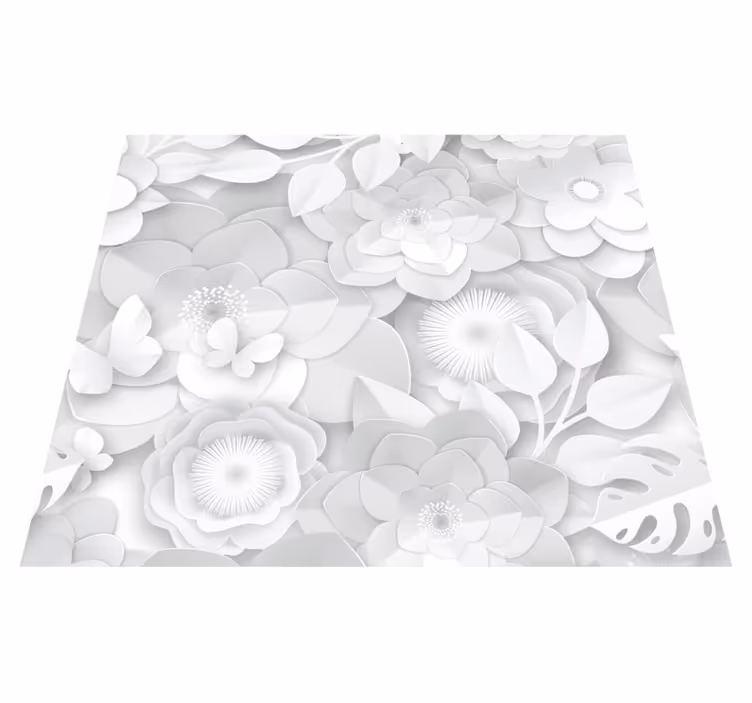 Dywan winylowy natura 3d białe kwiaty - TenStickers