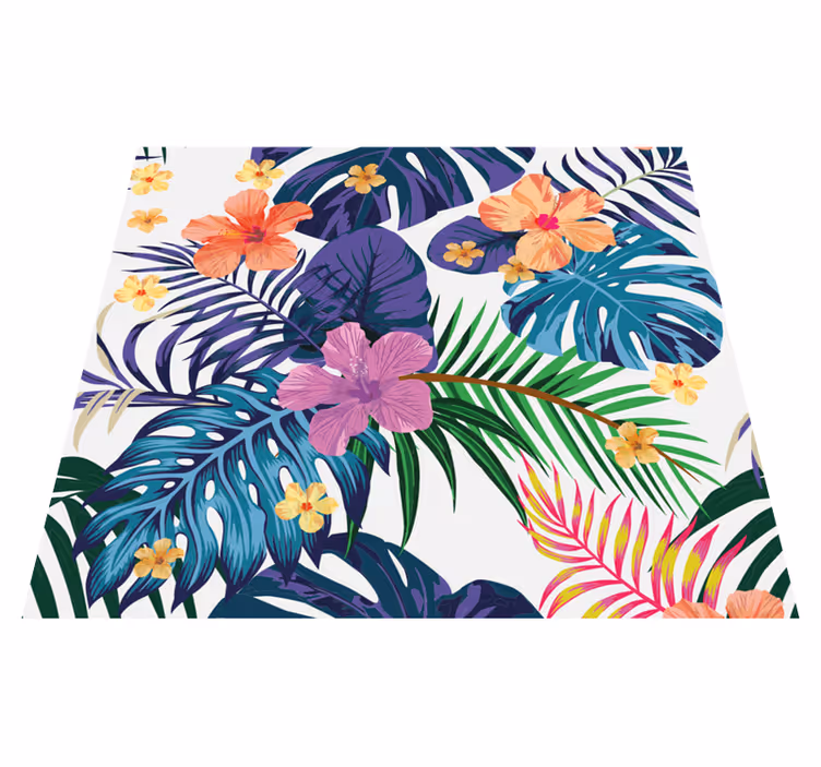 Dywan winylowy natura kwiaty hawajskie w kolorach - TenStickers