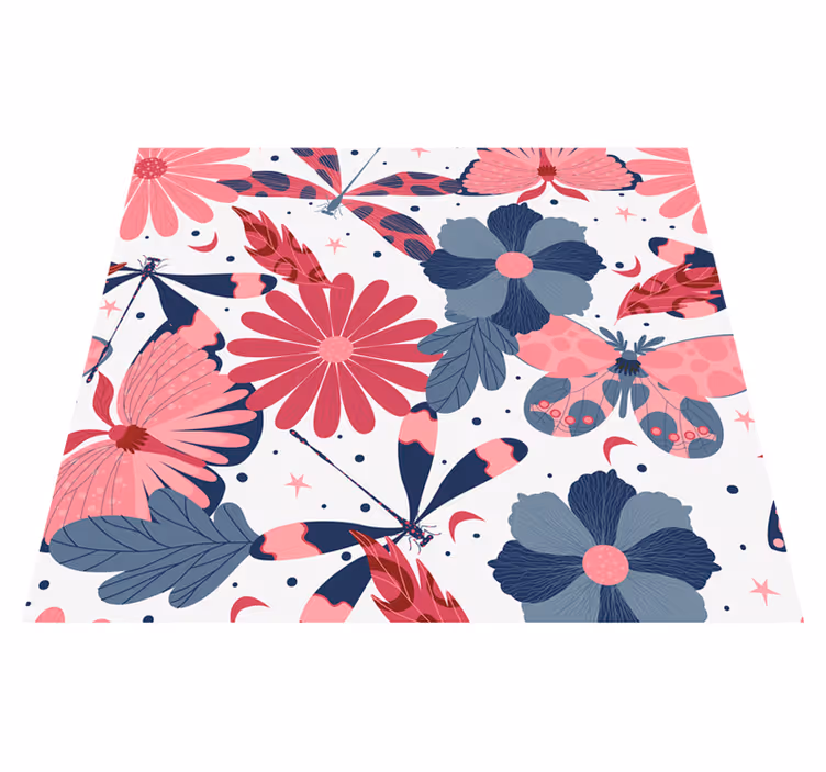 Dywan winylowy natura w kwiatowe motyle - TenStickers