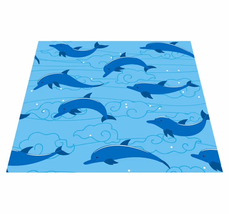 Dywan winylowy zwierzęta niebo z chmurami i delfinami - TenStickers