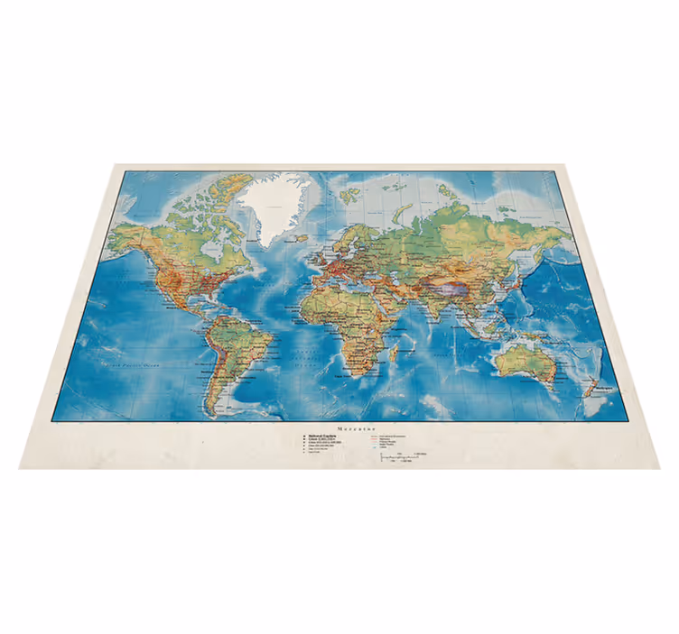 Dywan winylowy mapa świata mercator - TenStickers