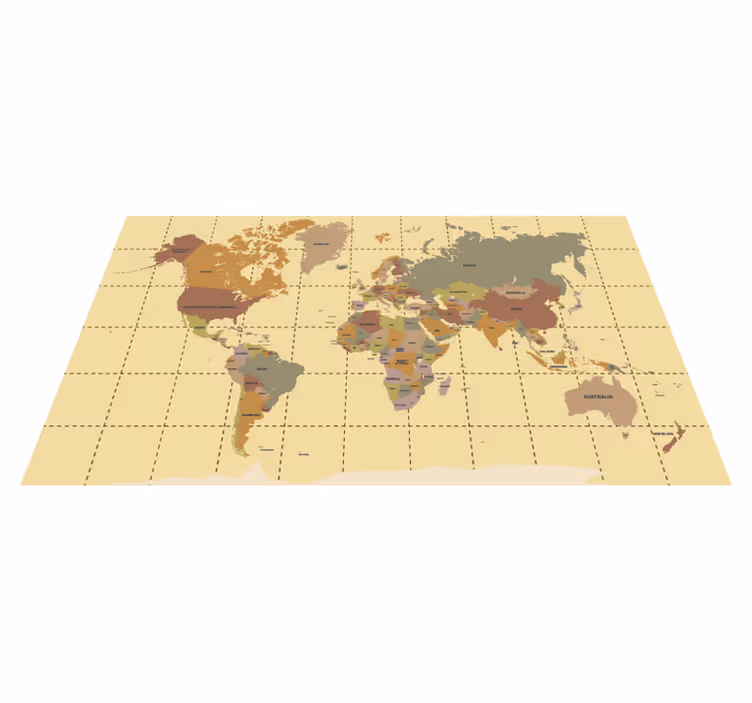 Dywan winylowy mapa świata beżowy vintage - TenStickers