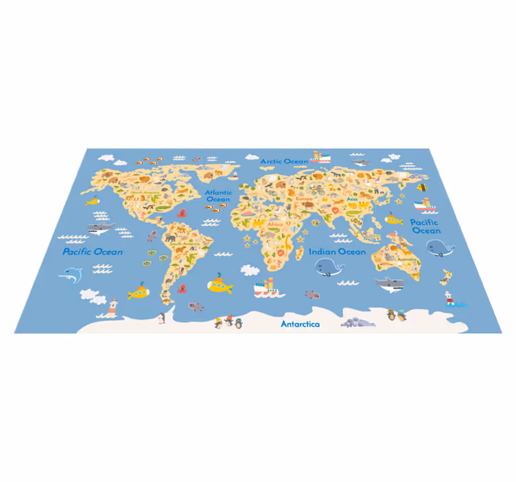 Dywan winylowy mapa świata dla angielskich dzieci - TenStickers