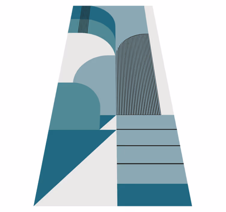 Nowoczesny dywan winylowy w niebieski geometryczny wzór - TenStickers