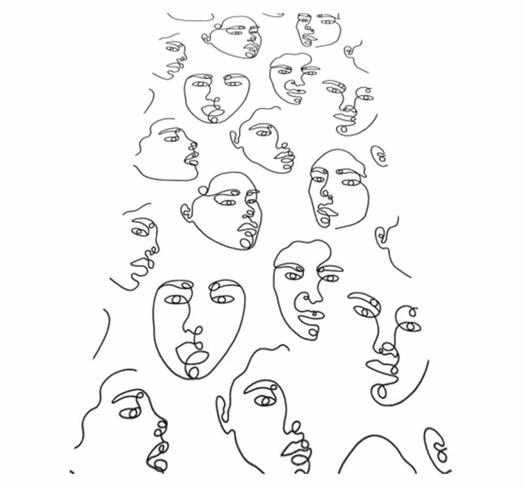 Nowoczesny dywan winylowy w wzór twarzy w linii - TenStickers