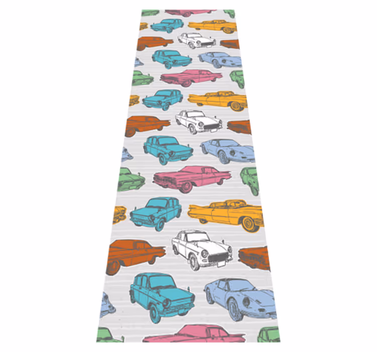 Dywan winylowy retro kolorowe klasyczne samochody - TenStickers