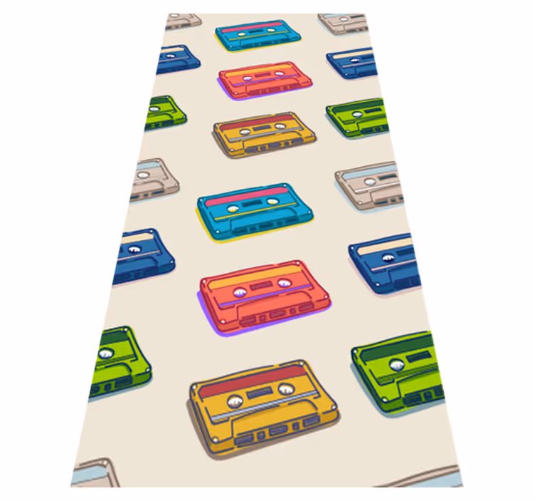 Dywan winylowy retro w kolorowe wzory kasetowe - TenStickers