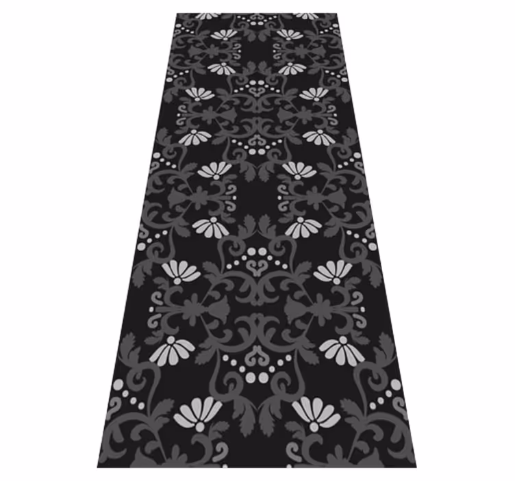 Dywan winylowy retro w czarnym stylu damaskowym - TenStickers