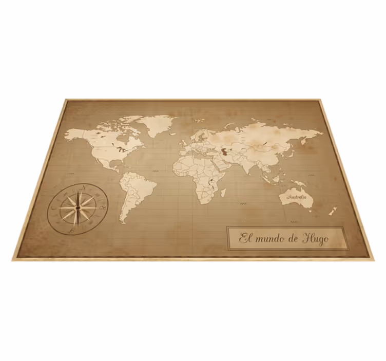 Dywan winylowy mapa świata fototapeta vintage z nazwami - TenStickers