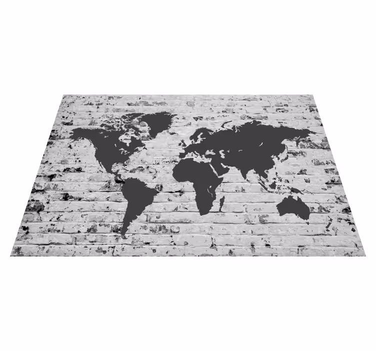 Dywan winylowy mapa świata mural z białej cegły - TenStickers