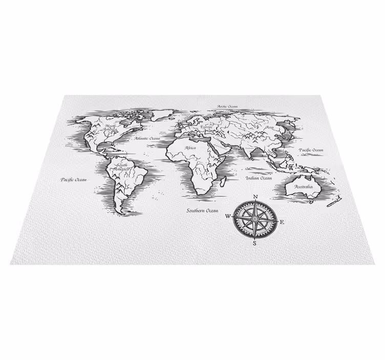 Dywan winylowy mapa świata elegancka grafika świata - TenStickers