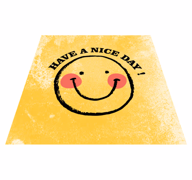 Dywan winylowy napisy uśmiechnięta buźka na dzień dobry - TenStickers