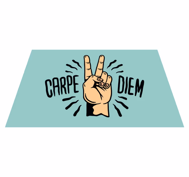Dywan winylowy napisy carpe diem z ilustracją dłoni - TenStickers