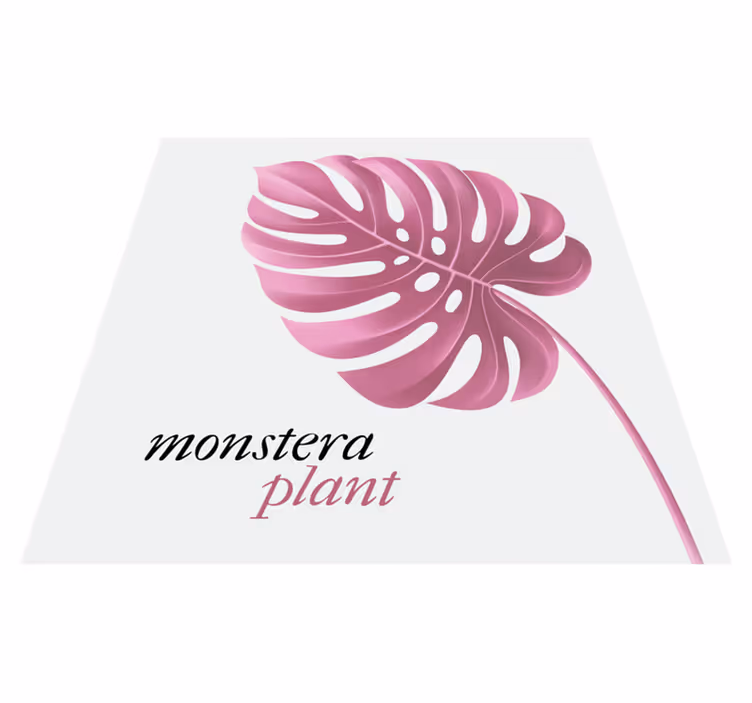 Dywan winylowy napisy różowa minimalistyczna monstera - TenStickers