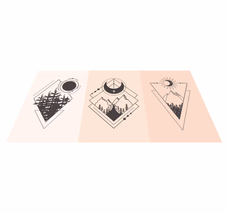 Dywan winylowy wzór geometryczny drzewo i księżyc - TenStickers