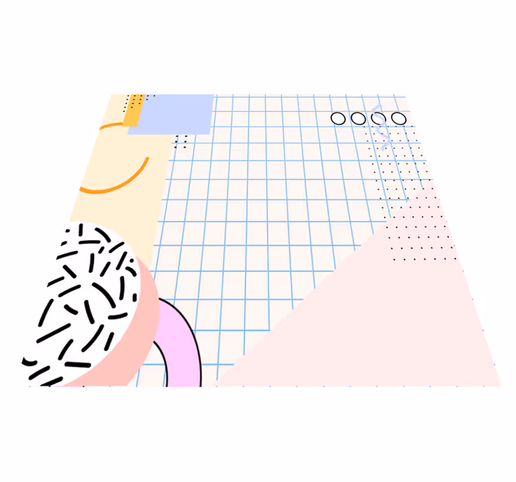 Dywan winylowy wzór geometryczny kolorowe kwadraty lat 80. - TenStickers