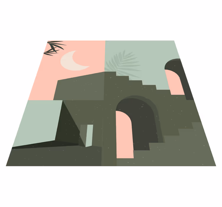 Dywan winylowy wzór geometryczny w różowo-turkusowe formy - TenStickers