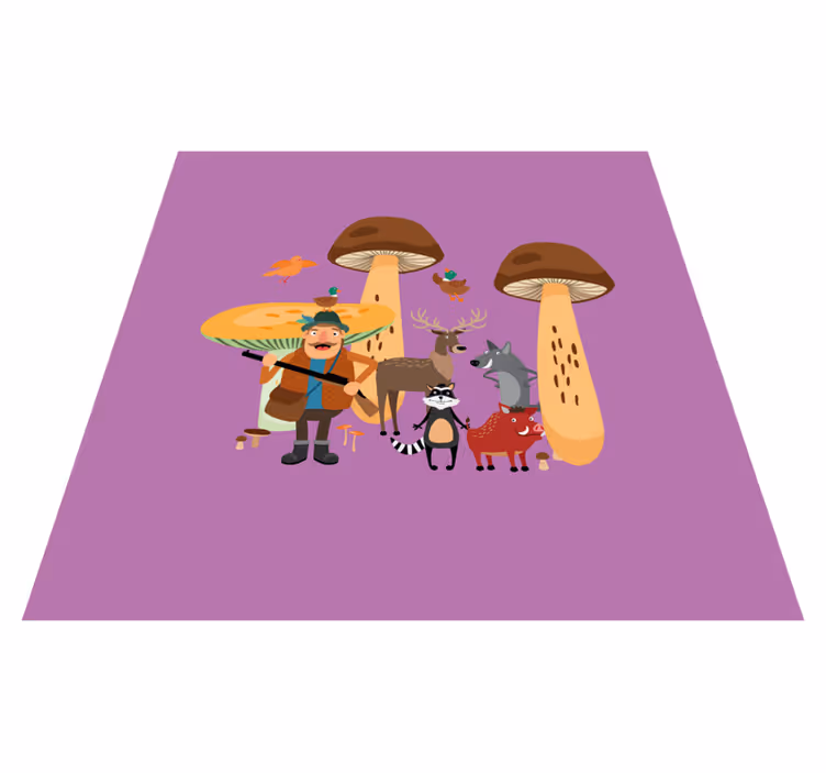 Dywan winylowy dla dziecka ptaki w leśnym grzybie - TenStickers