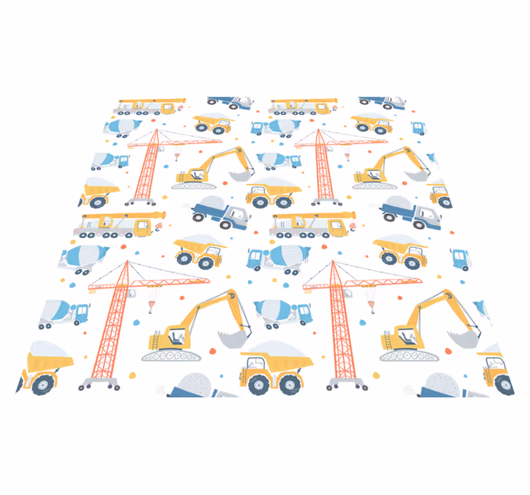 Dywan winylowy dla dziecka w pastelowe pojazdy budowlane - TenStickers