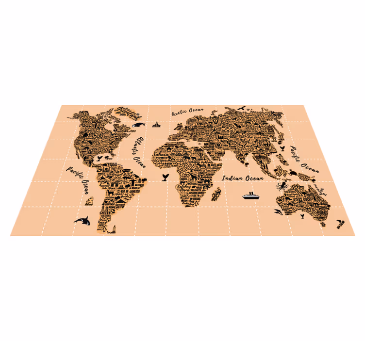Dywan winylowy mapa świata miasta - TenStickers
