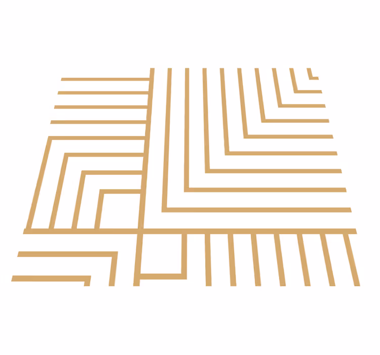 Dywan winylowy do salonu w białą i złotą geometrię - TenStickers