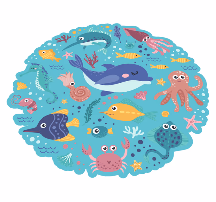 Okrągły dywan winylowy ze zwierzętami - TenStickers