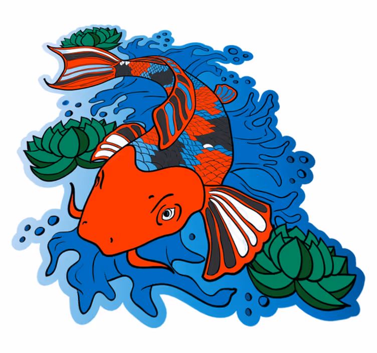 Dywan winylowy w zwierzaki ilustracja kolorowych ryb Koi - TenStickers