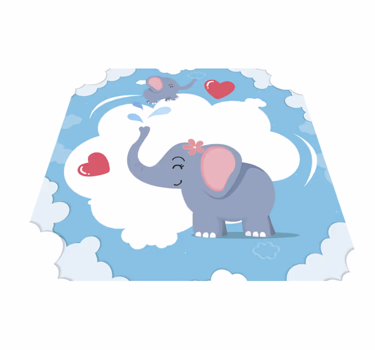 Niesamowity dywanik dziecięcy z sercem i słoniami - TenStickers