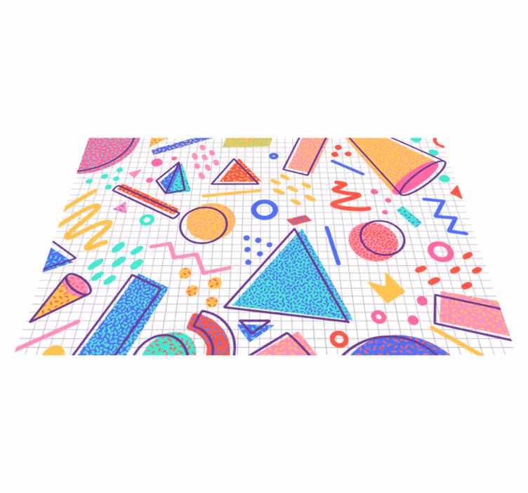 Geometryczny dywan winylowy w stylu retro memphis - TenStickers