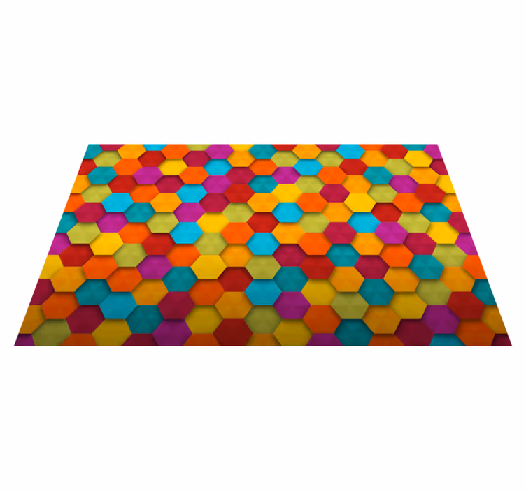 Kolorowy geometryczny dywan winylowy sześciokąty - TenStickers