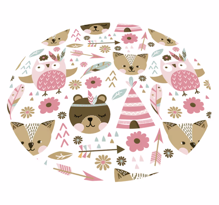 Dywan winylowy dla dzieci niedźwiedzie i sowy - TenStickers