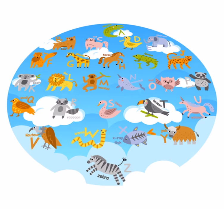 Okrągły dywan z winylu z alfabetem - TenStickers