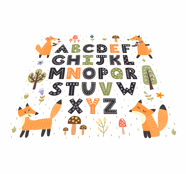Dywan z alfabetem i lasem winylowy - TenStickers
