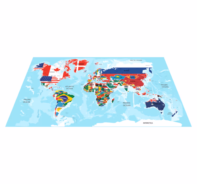 Dywan winylowy mapa świata z flagami - TenStickers