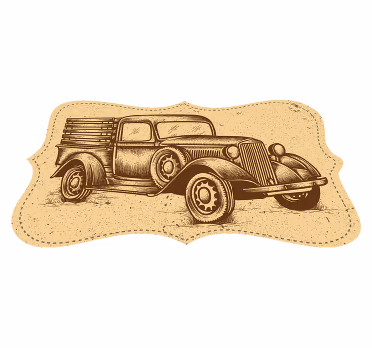 Dywan w stylu vintage z samochodem - TenStickers