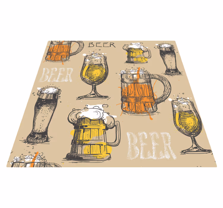 Dywan winylowy vintage kufle do piwa - TenStickers